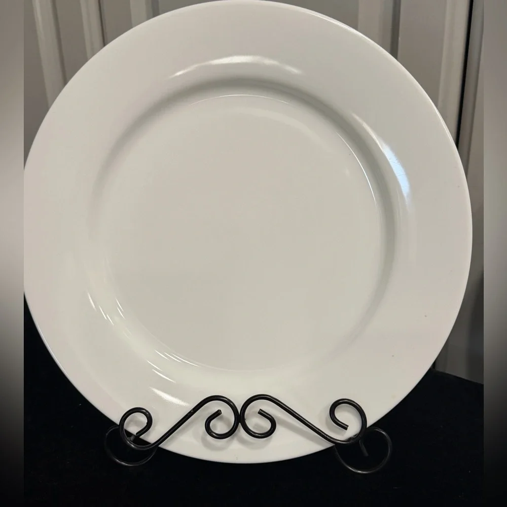 Crate&Barrel Elegant Ceramic White Chop 12” Dinner Serving Plates Set (2)